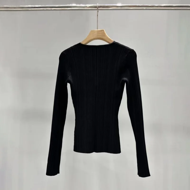 秋の新作レディースVネックレースフリンジ付き長袖ウールニットセーターy2k高品質でファッショナブルなシングルブレストプルオーバー