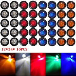 10PCS 12V 24V LED Side Marker Lights Car Light Front Grille Lamps Bumper Grill Hood Indicators Light  for Truck Trailer Boat