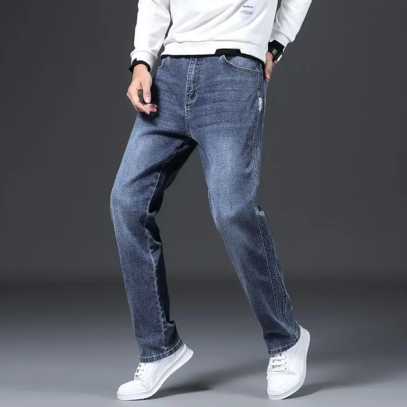 

Casual Men's Jeans 2024 New Style Spring and Autumn Denim Harem Pants Loose Wide Leg Elastic Baggy Cargo Boyfriend Kpop Trousers