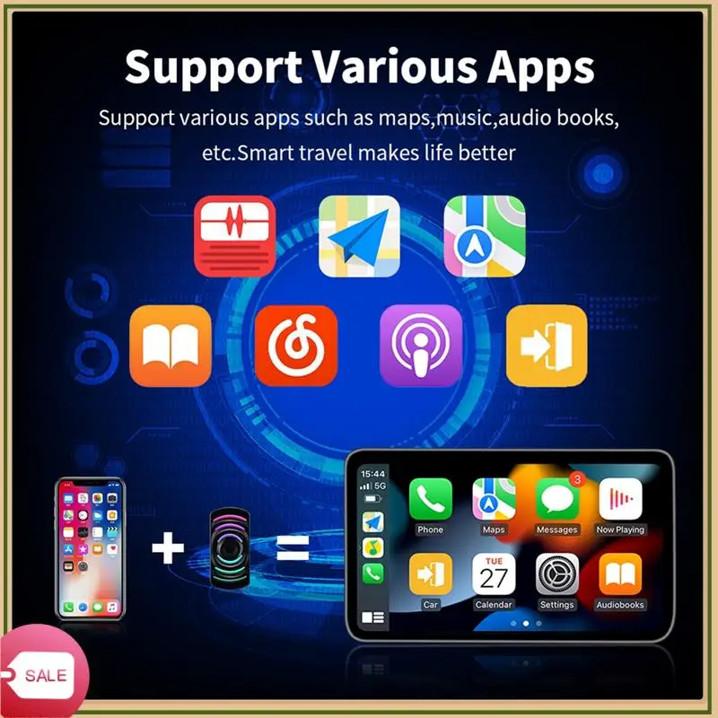 

Unique Car AIBOX RGB Light USB Plug And Play 2In1 Wireless Carplay Or Android Auto Box For Car Radio With Wired Carplay Or Auto
