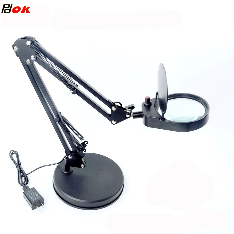 LED Welding Magnifying Glass 8X15X Glass Lens Auxiliary Loupe Desktop Magnifier Third Hand Soldering Repair Tool