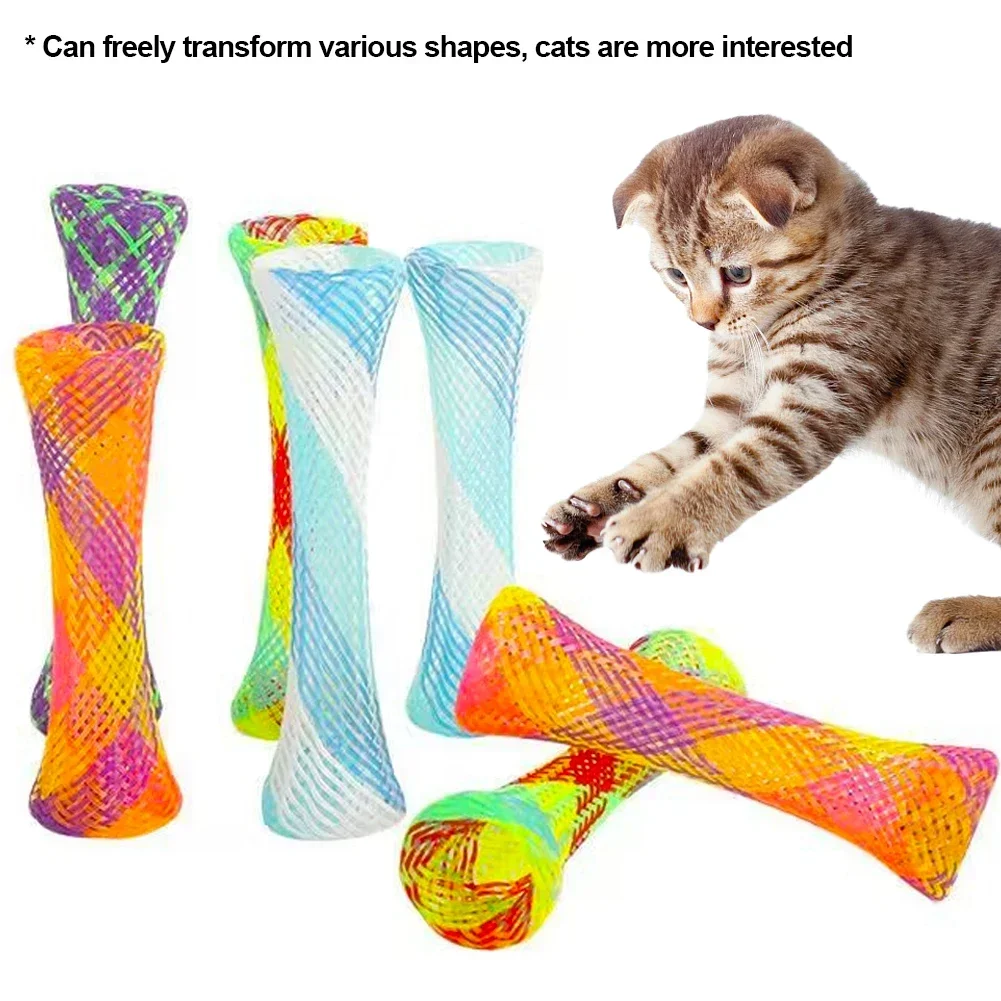 10pcs Cat Spring Toy colorato interattivo divertente Jumping catting Toy Pet tubo telescopico flessibile spirale Spring Cat giocattolo da masticare