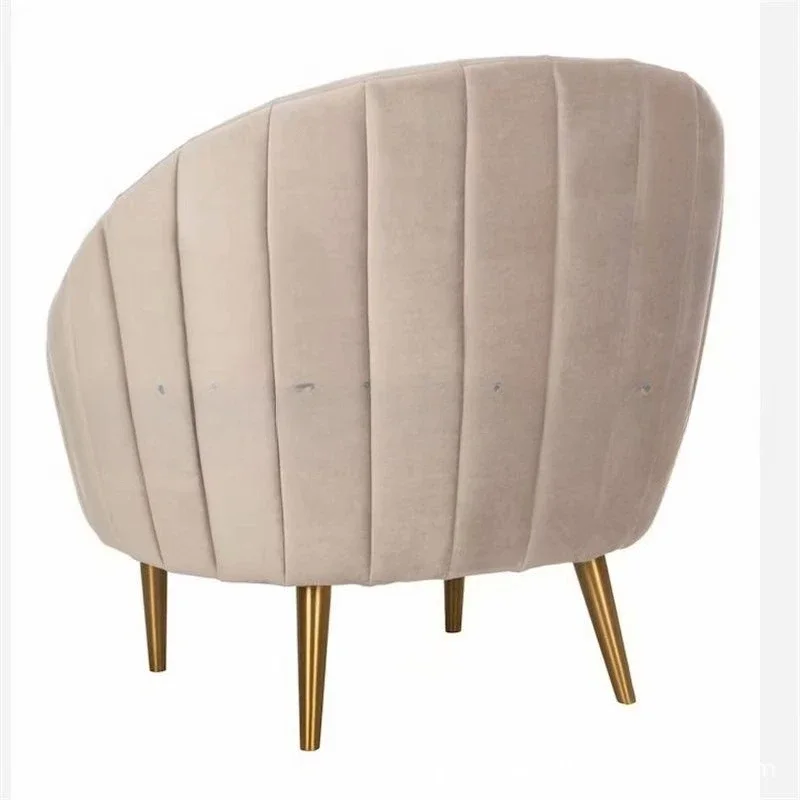 Canapé Simple et moderne en acier inoxydable, meuble rond décontracté en flanelle