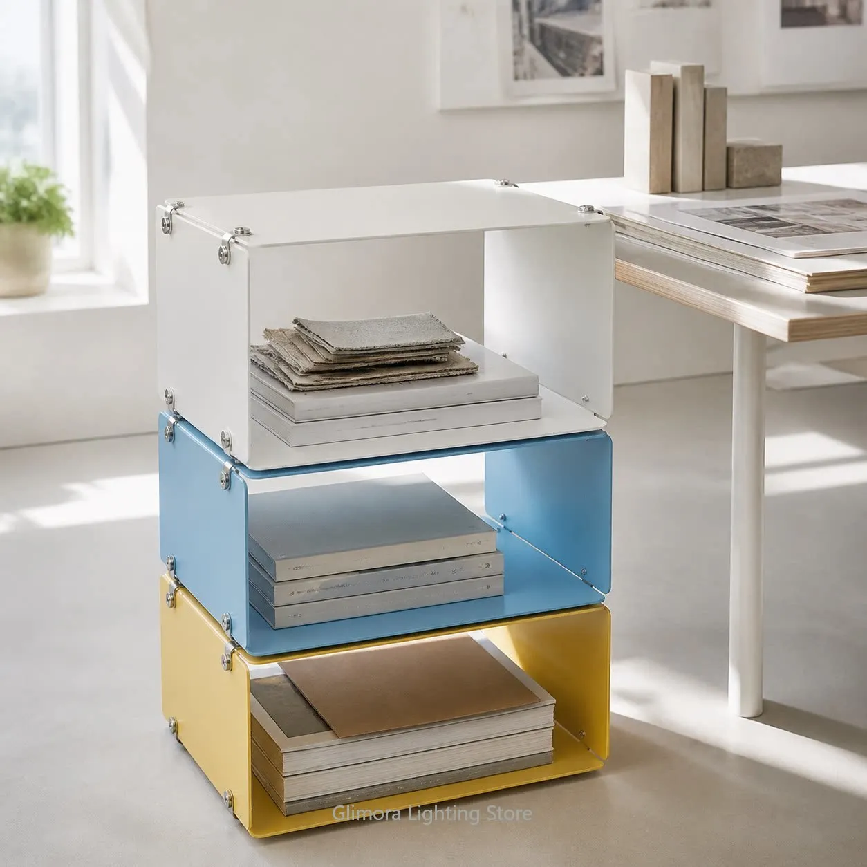 Colorful Modular Magnetic Aluminum Storage Cabinet with Stackable Bookcase Design for Home