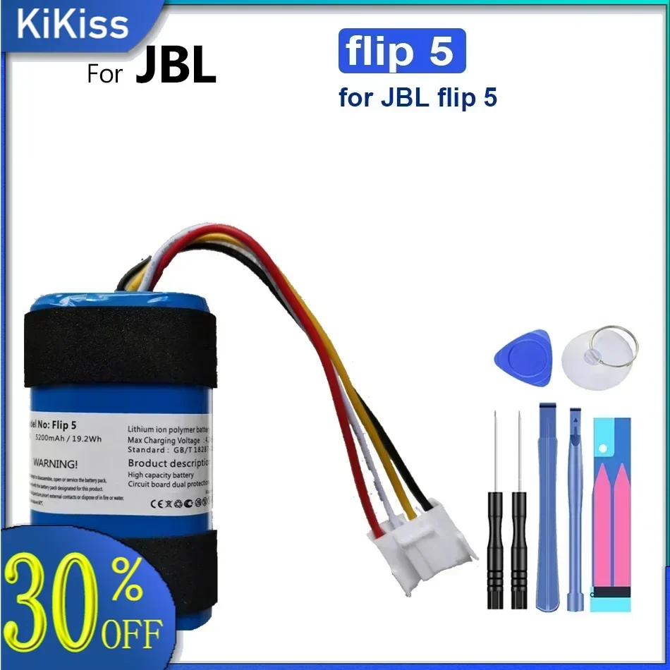 JBL-Batterie Flip 5, Flip5, Haut-Parleur, 5200mAh