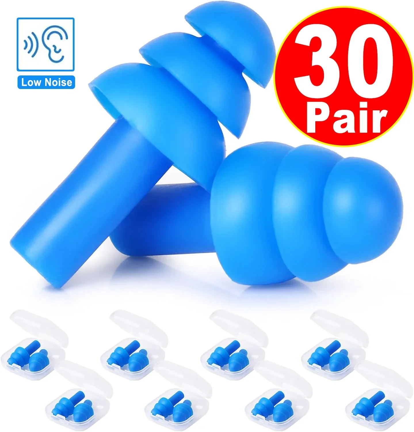 Reusable Waterproof Ear Plugs Soft Silicone Earplug Noise Proof Sleeping EarPlugs with Storage Box for Swimming Surfing Snoring