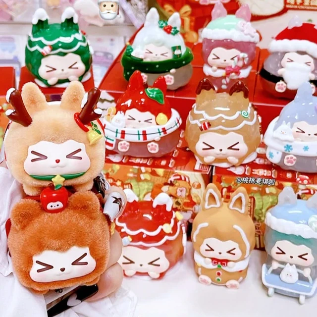 

КРОЛИК KIKI Теплая рождественская серия Слепая коробка КРОЛИК KIKI Аниме Кукла Рождественский подарок-сюрприз Mystery Box Рождественский орнамент Модель игрушки