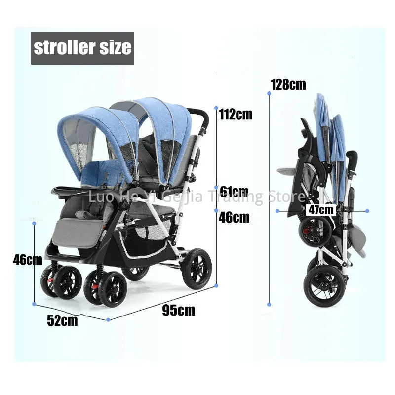 Twins Stroller Double Sit N Stand Stroller With Rain Cover, 4 Color For Available