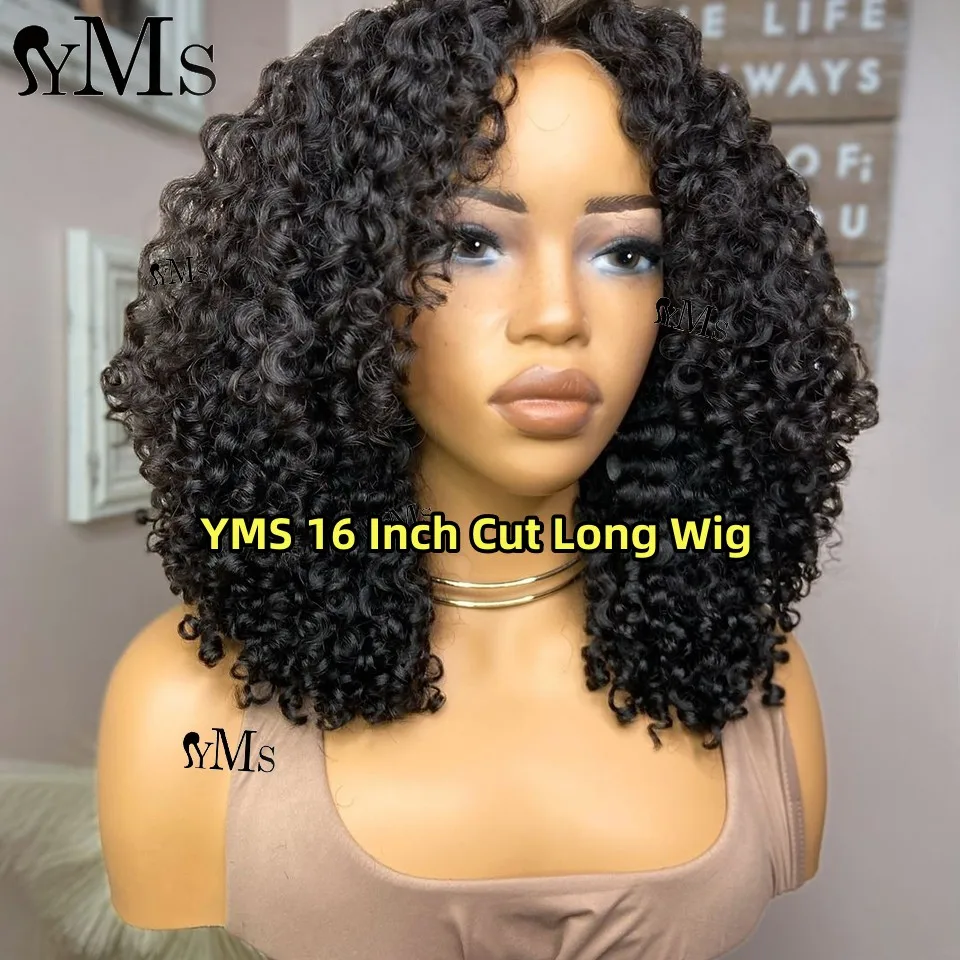 YMS Hair New Eurasian Coily Curly Human Hair 5x5 Closure Wigs 350% Short Curly Raw 13x6 13x4 Lace Front Human Hair Wig For Women