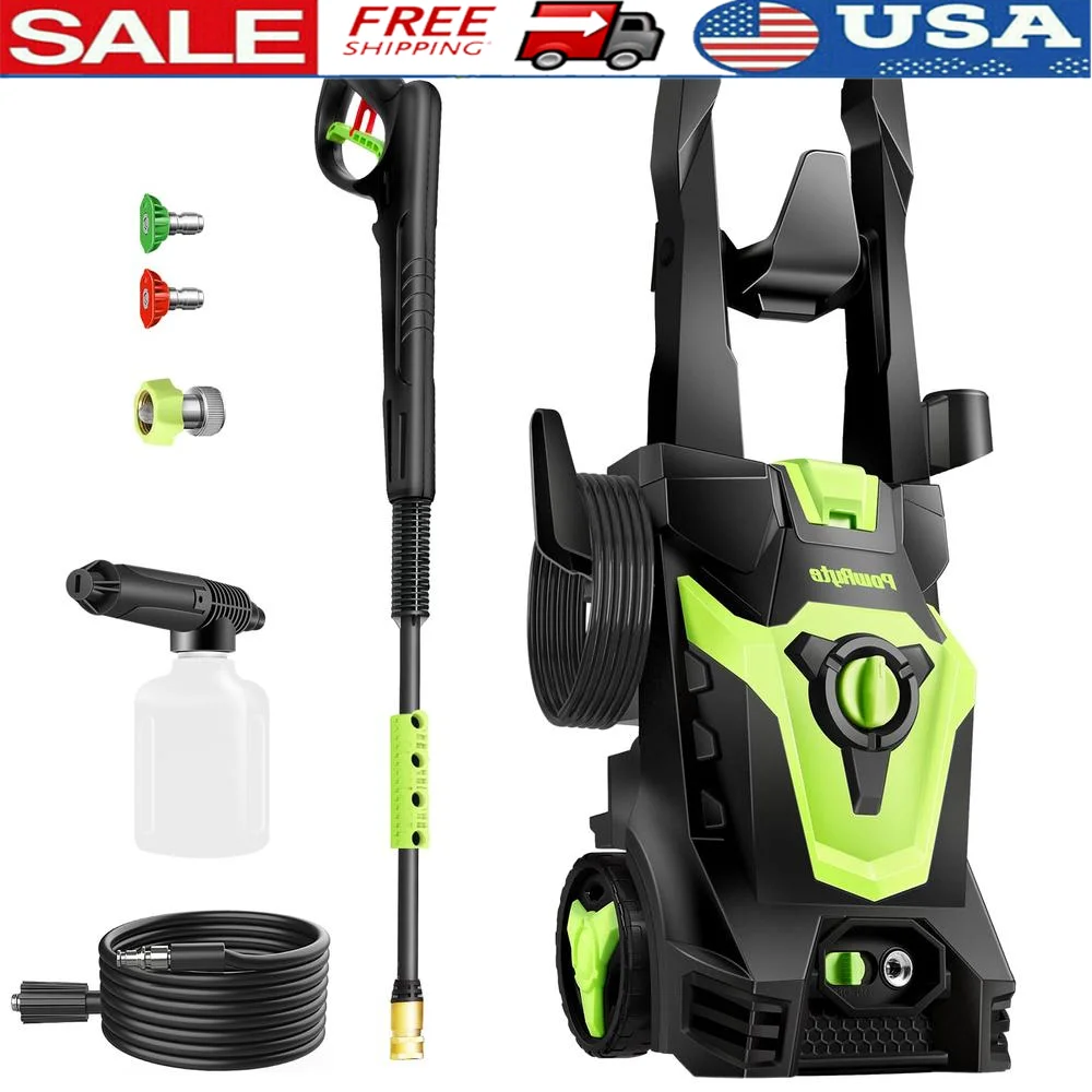 Heavy Duty Electric Pressure Washer 4500 PSI 2.6 GPM Foam Cannon Universal Tips Effortless Assembly N-COR Pump