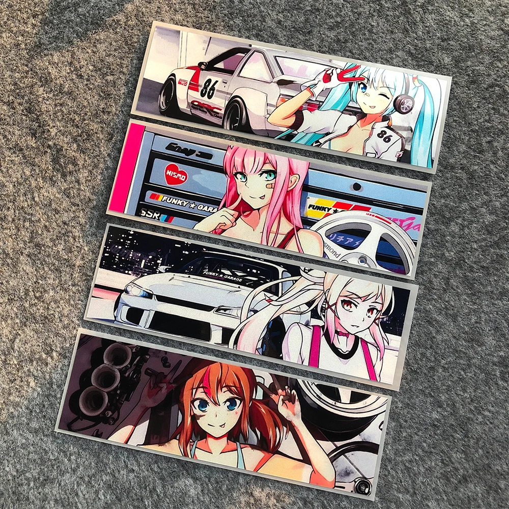 JDM Anime Street Racer Girl Vinyl Itasha Decals Car Motorcycle Moto Helmet Body Tank Reflective Decoration Stickers Accessories