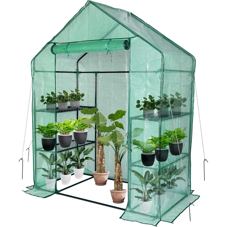 56x30x76 Portable Walk-in Greenhouse for Outdoors, Plant House with Shelves