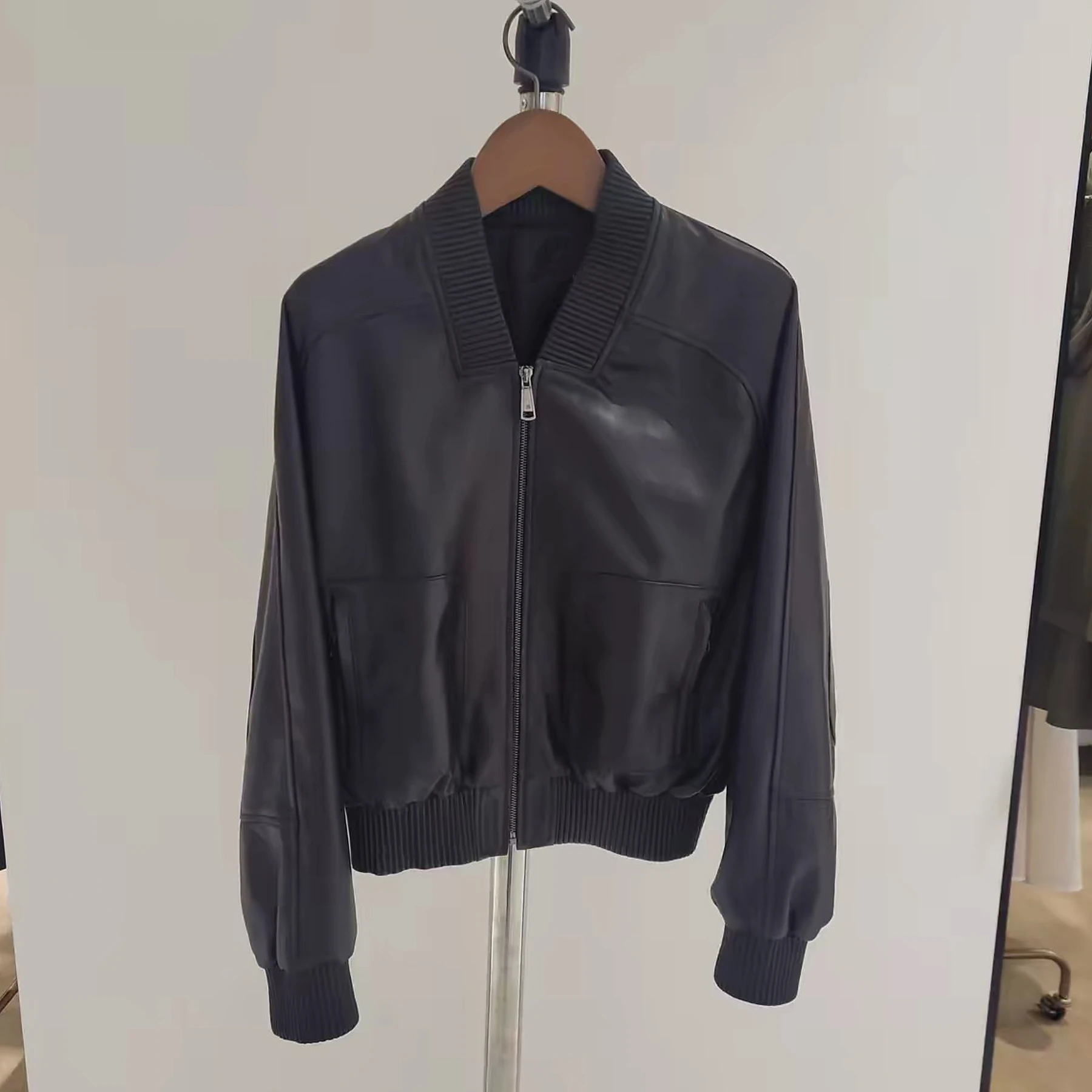 Fashionable Retro Loose Volleyball Suit PU Jacket Casual Style Women's Short Outerwear Lemon Cheese MIC26 Autumn Collection
