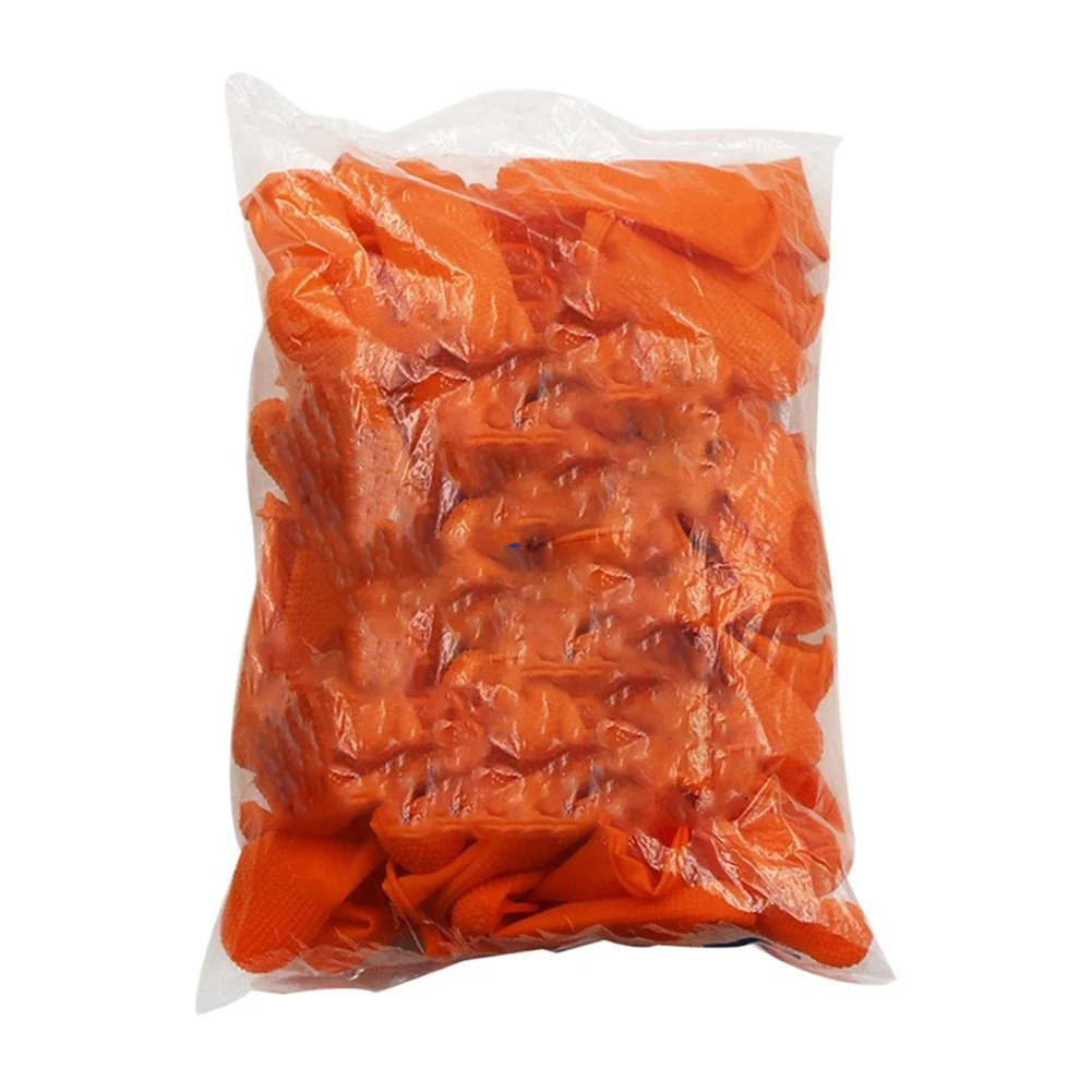 Orange Non-Slip Latex Finger Cots, Thickened Wear-Resistant Textured Tips For Money Counting, Agriculture, And Industrial Work,