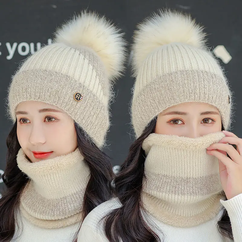 

Новая модная вязаная шапка с флисовой подкладкой для женщин, теплая зимняя шерстяная шапка для езды на велосипеде, защита от холода, осенне-зимняя шапка 2025 года