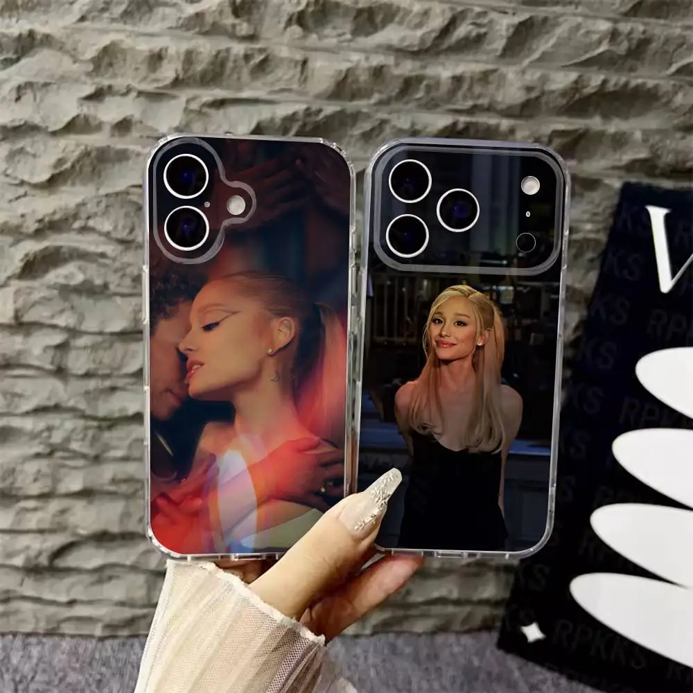 

Hot Singer A-Ariana G-Grandes Phone Case For iPhone 17,16,15,14,13,12,Pro,Max,Plus,E,SE4,Air,Mini Transparent Cover