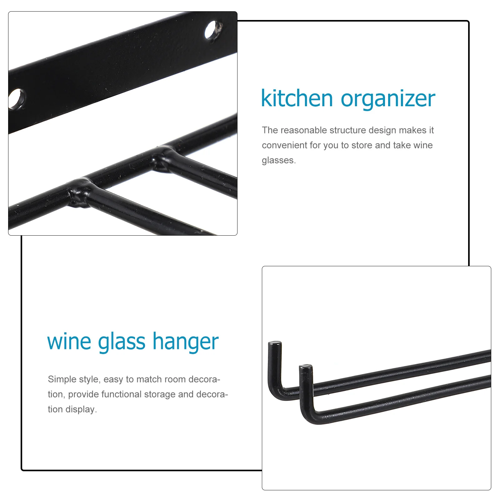 Portabicchiere da vino in filo metallico Portaoggetti da appendere montato a vite Portabicchiere da vino Organizzatore da cucina Display di stoccaggio per caffè bar di casa