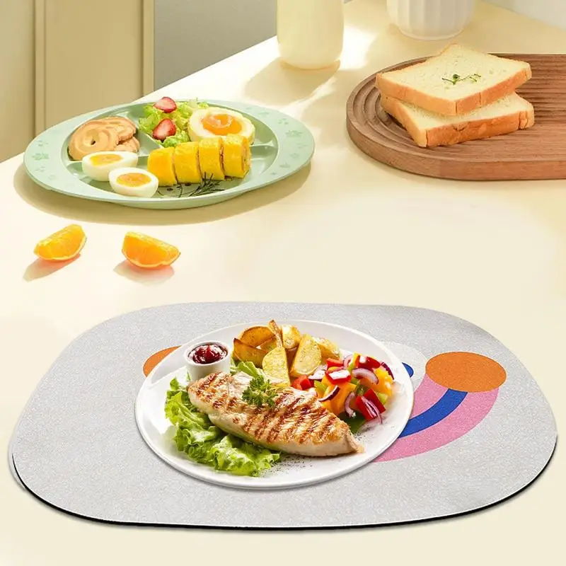 

Coffee Bar Mat Spill Mat Kitchen Tableware Mat Dish Drying Pad Splash-Proof Non-Slip Cartoon Tableware Mat For Coffee Bar &
