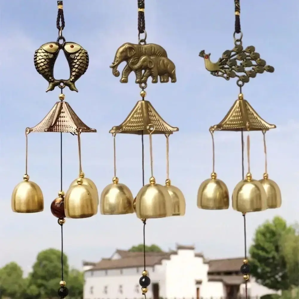 Retro Wind Chimes Copper Wind Bell Hanging Pendants Garden Decorations Outdoor Oriental Lucky Pendants