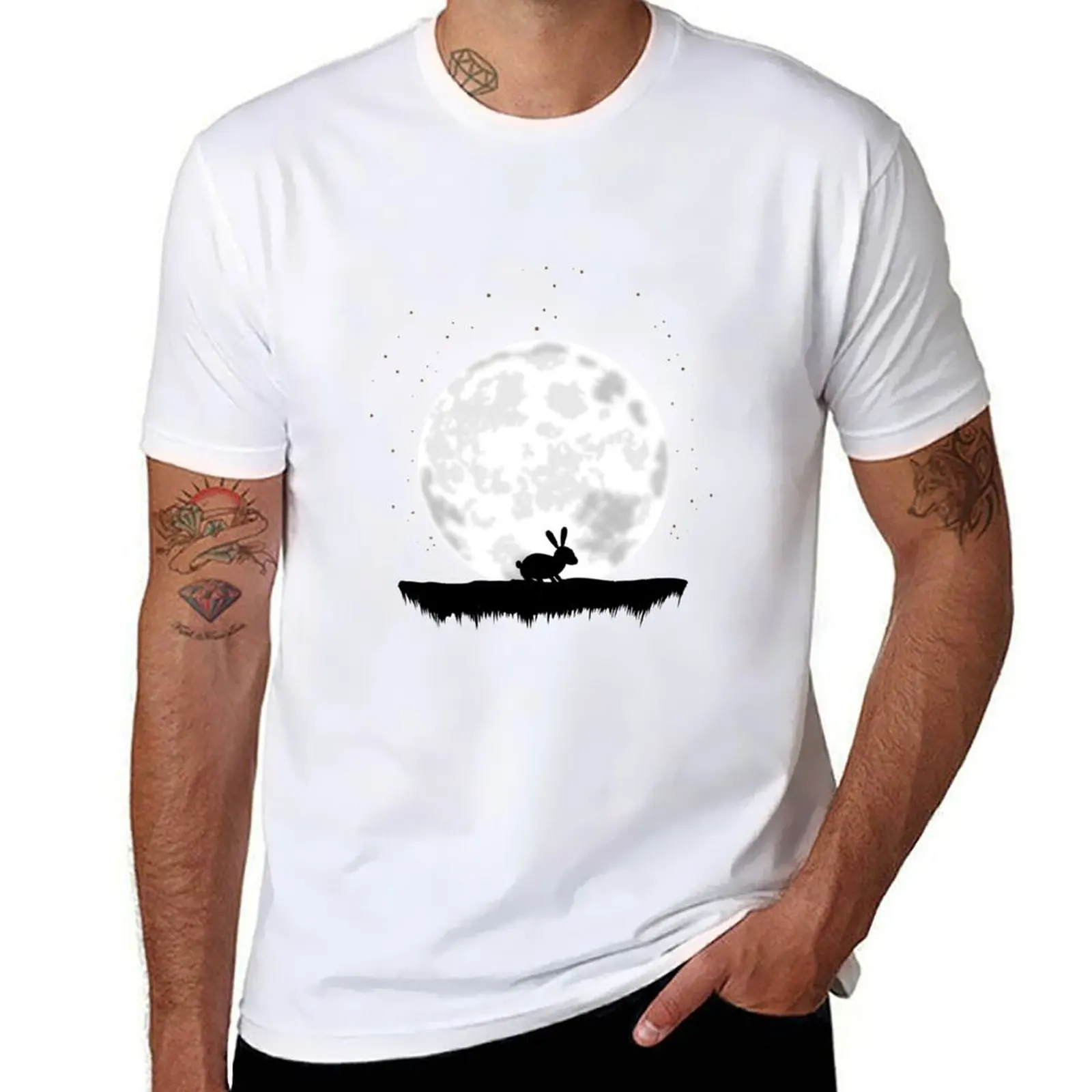 

Bunny Full Moon Moonlight Rabbit Gift T-Shirt t shirts for man cotton funny man t shirt designer T-Shirt