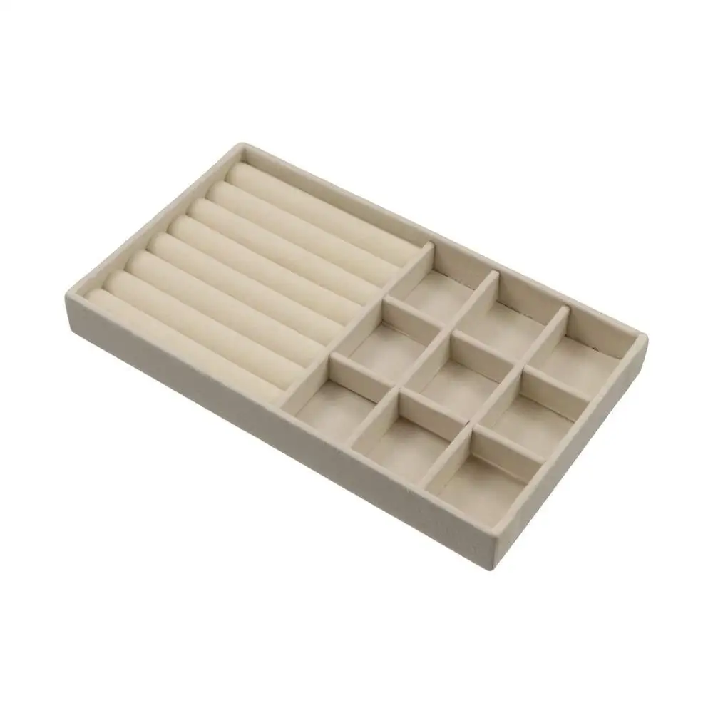 

Wooden Rings Earrings Organizer Bracelets Flannelette Velvet Jewelry Tray Packing Box Jewelry Display Holder Drawer Dresser