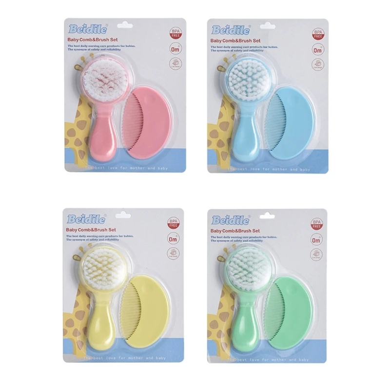 Pack of 2 Baby Hair Care Essential Soft Bristles & Non Slip Comb set Newborn Hair Grooming Set Durable for Healthy Hair