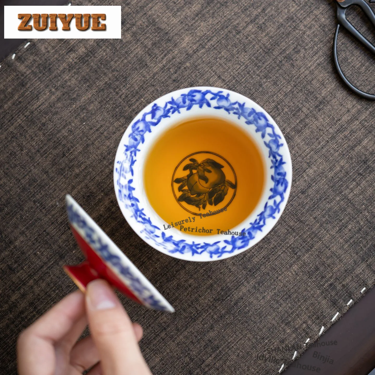 

Чайник-гайвань 140 мл, синий с красным, элегантный, с крышкой, набор для заваривания чая, чайная чаша, для коллекции чайных принадлежностей, ручная работа