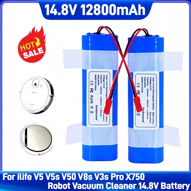 

2025 Original 14.4v 12800mAh 4S1P battery pack, For ilife V5s V50 V8s V3s Pro X750 Robot Vacuum Cleaner 18650 lithium battery