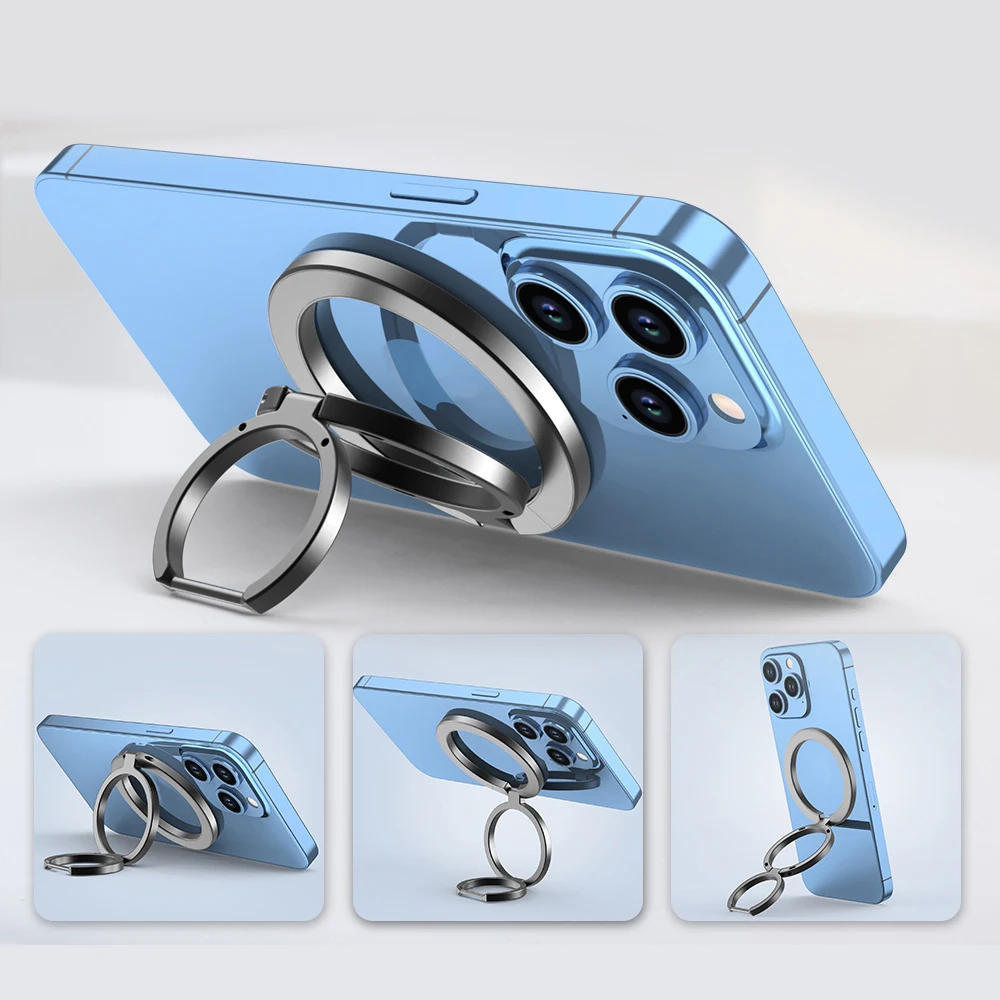 

Stand For Tablet Magnetic 3 Sections Simplicity Ring Phone Handphone Popsocket Magsafe Ipad Holder Double Side Silicone Suction