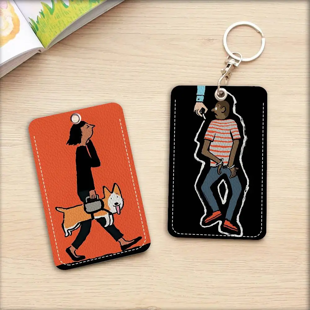 J-Jean Art Jullien Cartoon Card Keychain Anime Fashion Pendant Bag ID Door Card Case Bus Card Cute Adult Birthday Gift