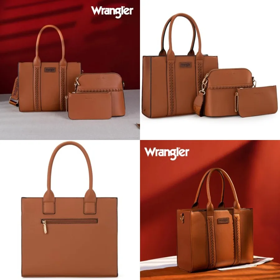 Ensemble de 3 sacs à main Wrangler pour femmes, sac fourre-tout, sac bandoulière avec sangle
