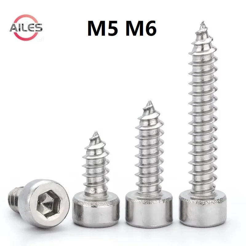 

M5 M6 Allen Hexagon Socket Cap Head Self Tapping Screws 304 Stainless Steel 12 16 20 25 30 40 45 50mm Length