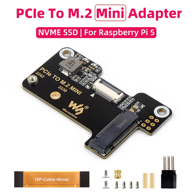 

PCIe To M.2 Mini Adapter for Raspberry Pi 5 Supports NVMe Protocol M.2 Solid State Drive NVMe HAT for Raspberry Pi 5