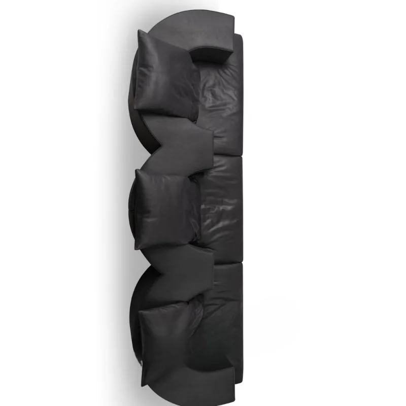Italian minimalist black leather sofa modern minimalist U-shaped corner sofa