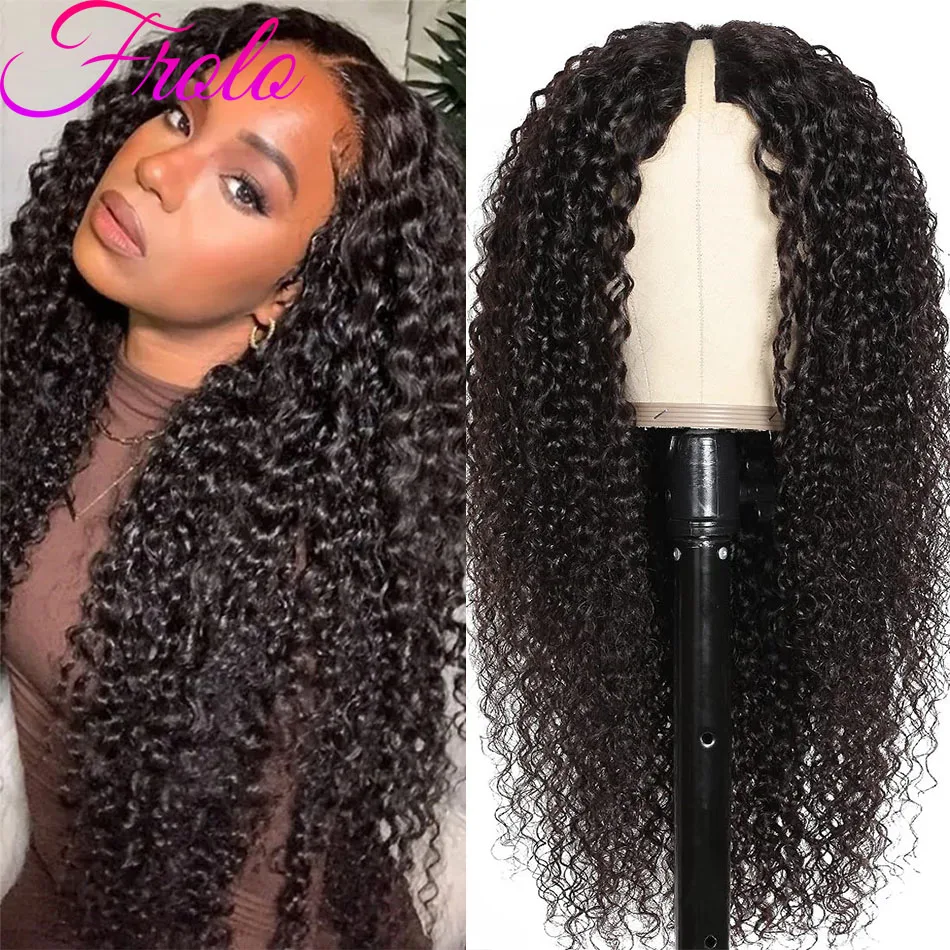 36 In V-deel Pruik Echt haar Natuurlijke zwarte krullende pruiken 100% Braziliaans menselijk haar Watergolfpruik Machinegemaakt Upgrade V-deelpruik