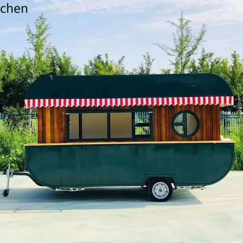 CZ Hand-Pushed Mobile Food Cart Street Scene Four-Wheel Mobile Catering Stall Multi-Functional Hand-Pushed Food Cart