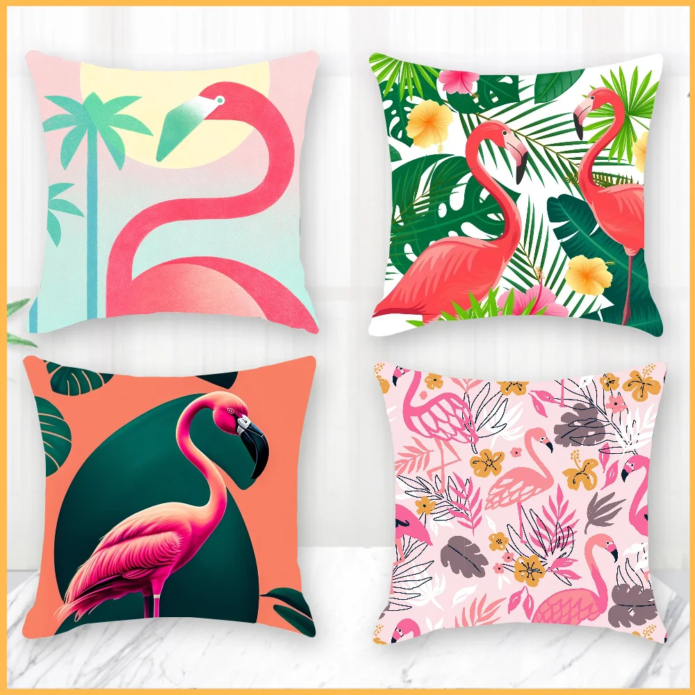 

Flamingo Pillow Case Sofa Decorative Home Double-sided Printing Short Plush Cute Cushion Cover