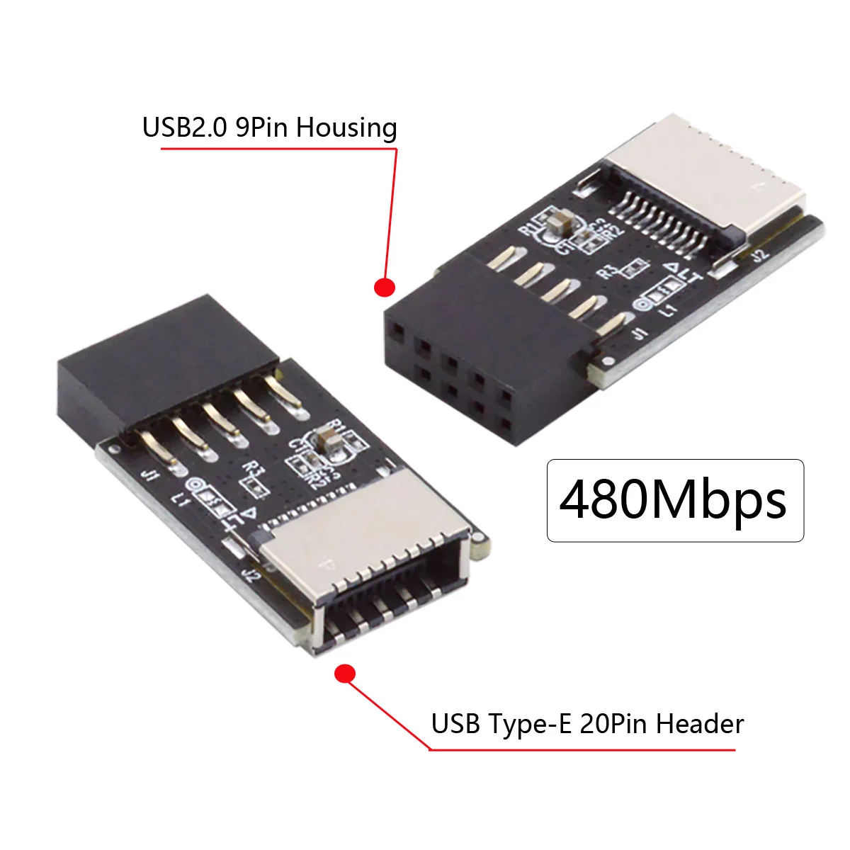 Placa base USB 2,0 de 9 pines y 10 pines, conector macho A USB 3,1, adaptador de extensión tipo E