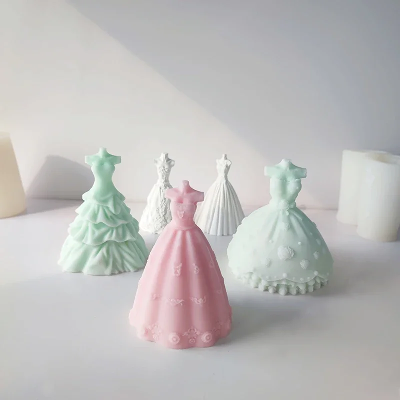 

3D Princess Dress Silicone Chocolate Homemade Scented Candles for Valentine's Day Gifts Fondant Candy Mould