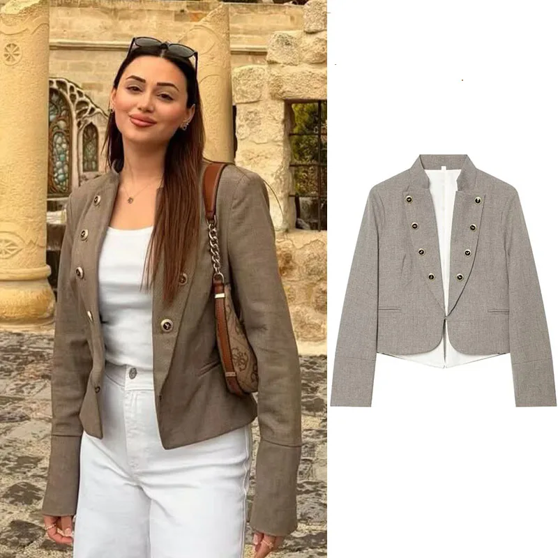 2026 New Spring Women's Jacket and Blazer Fashion Retro Slim Short Office Blazer Youth Travel Versatile Street Style