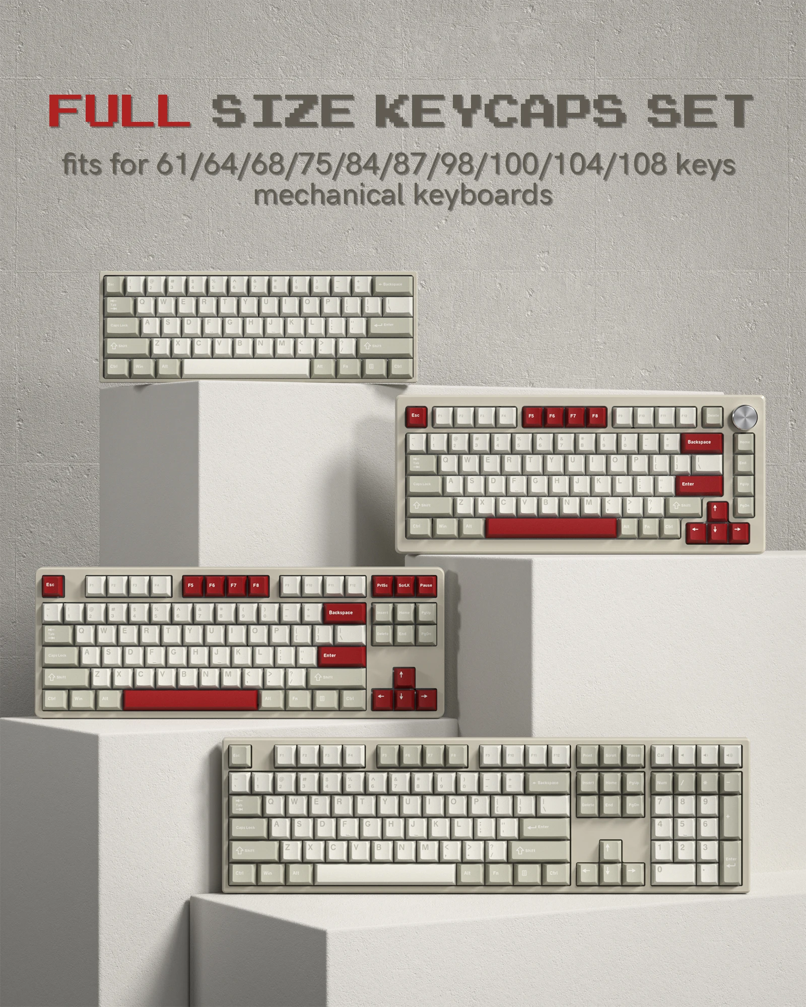 138 teclas retrô branco cinza vermelho pbt keycap duplo tiro cereja perfil teclas para interruptores cereja mx teclado gamer mecânico