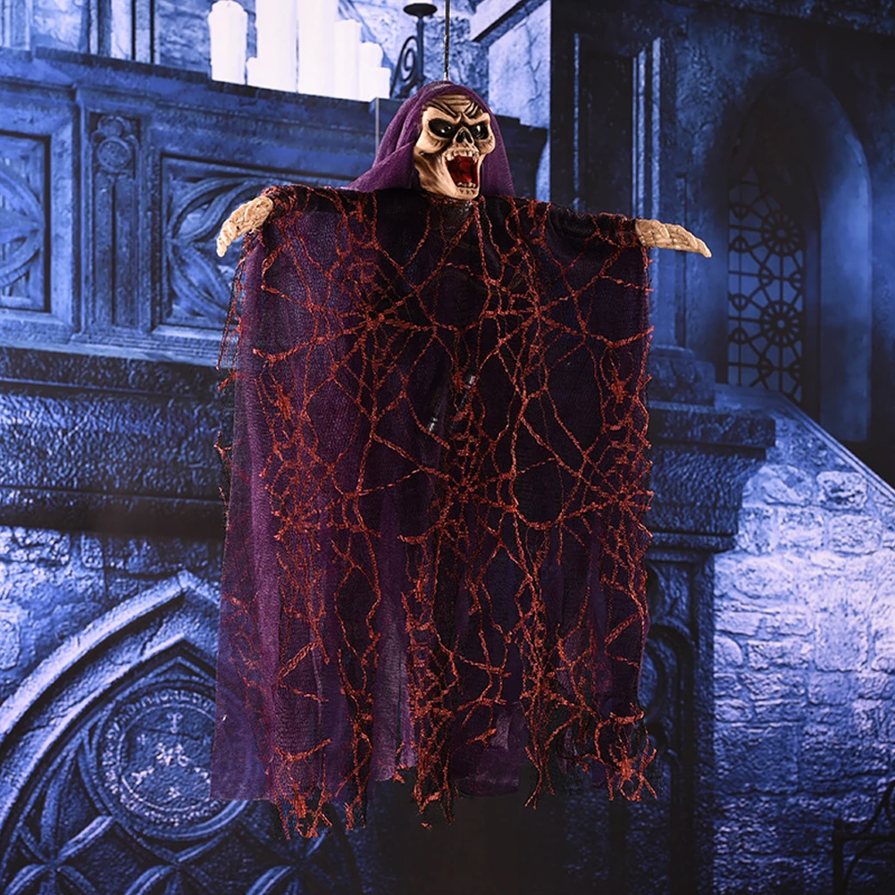 

Voice Controlled Hanging Ghost for Halloween Decorations Scary Flashing Sound Activated Home Garden Yard Porch