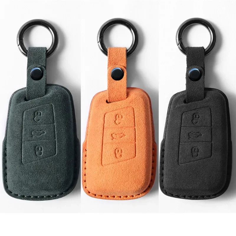 

Suede Car Remote Key Case Cover Shell For Volkswagen VW Magotan Passat B8 Golf Skoda Superb A7 Kodiaq Keychain Accessories