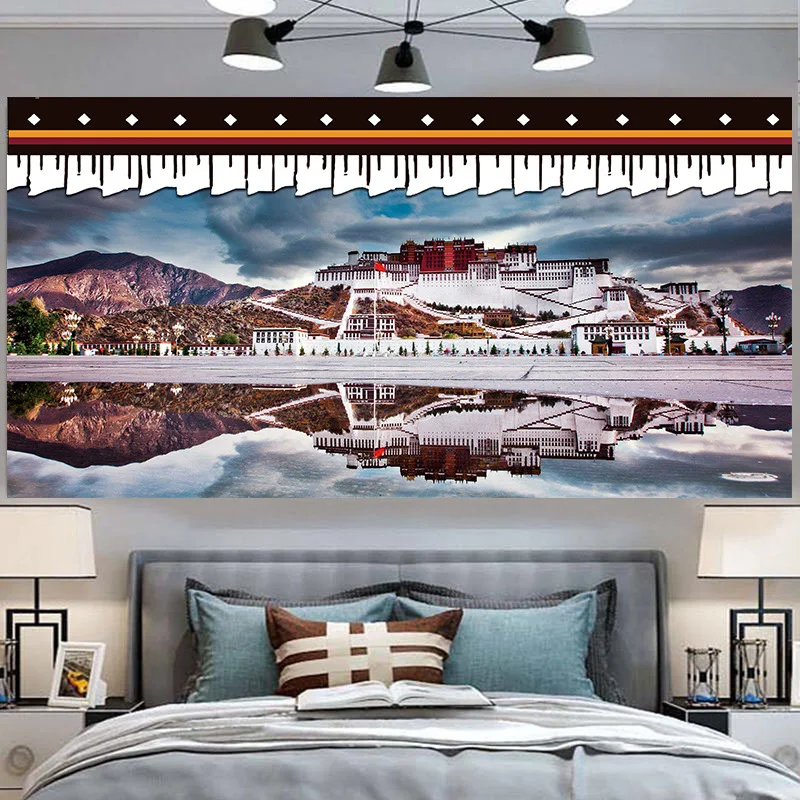 

Tibetan Style Ethnic Wall Hanging Tapestry The Potala Palace Wall Art Macrame Cloth Living Room Bedroom Decor Aesthetic