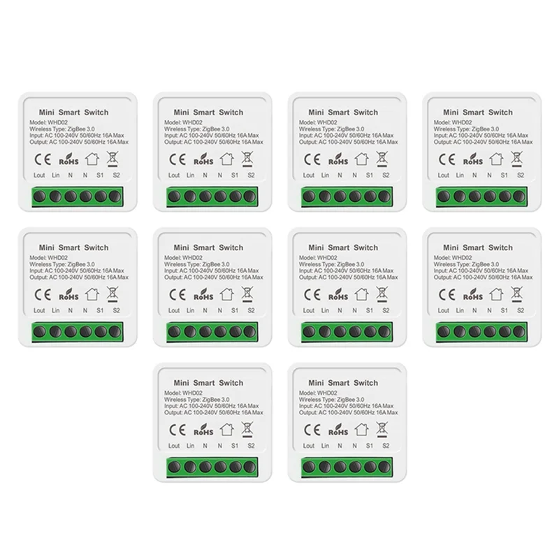

CABE-10PCS 16A Умный выключатель света Wi-Fi модуль 2-стороннего управления работает с Tuya Smart Life Alexa Google Home