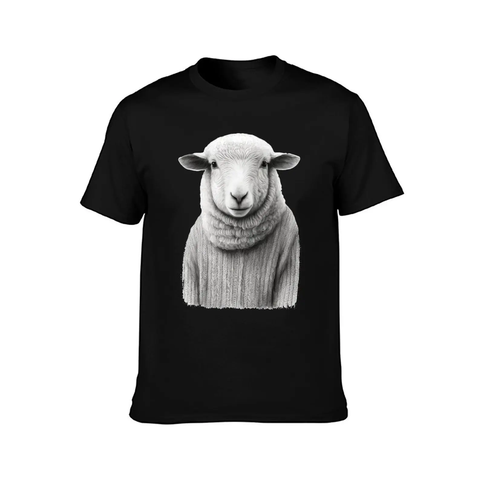 Sheep wear knitwear Sheep Human Style Black and White T-Shirt Quick Dry Training Short Sleeve Tee T-Shirt