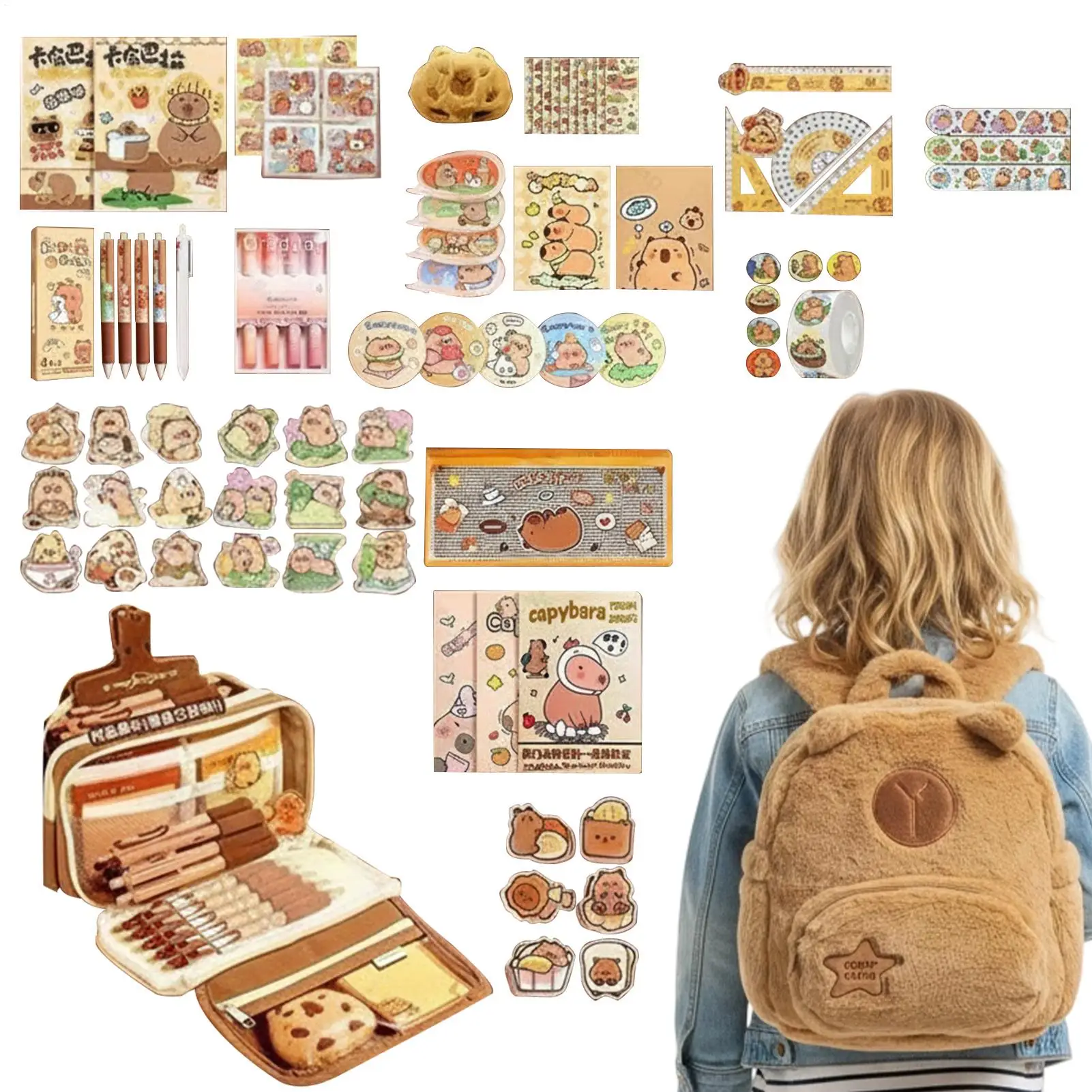 

Набор канцелярских принадлежностей Capybara, набор канцелярских принадлежностей для взрослых, пенал большой емкости для студентов, коллекционеров, учебы, ведения журналов, работы, дома, дети