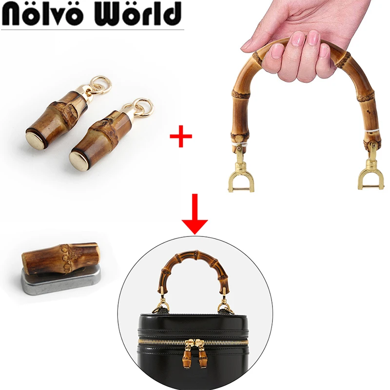 2/5/15Sets Detachable Bamboo Purse Handles With Buckle Lock For Handbag Handle Shoulder Bag Strap Gift Metal Clips Accessories