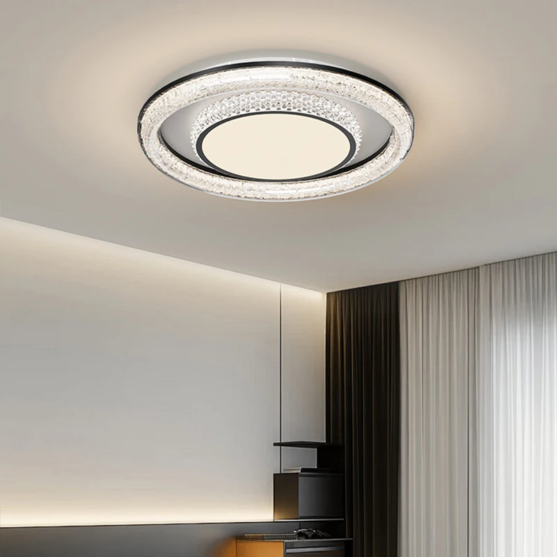 Luz de Teto de Luxo Estilo Italiano com Padrão de Quebra de Gelo, Luz de Designer para Sala de Estar, Luz de Teto LED, Luz Protetora para os Olhos para Quarto