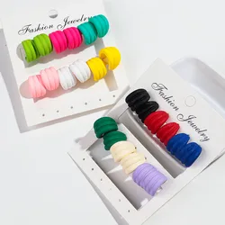6pair/set Colorful Acrylic Circle Hoop Earrings for Women Fashion Twisted Geometric Small Earring Set Statement Jewelry Gift